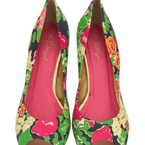 Lilly Pulitzer Floral Wedge Heels – Size 7.5 - Picture 2 of 5